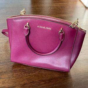 Michael Kors magenta leather satchel with tags
